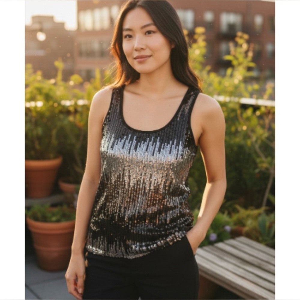 Verve Sequin Sleeveless Tank Top